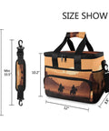 Desert Cowboy Insulated Lunch Bag With Shoulder Strap Reusable Cooler, size dimensions shown, tear-resistant polyester, 15L capacity.