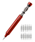 Slick 24-In-1 Mini Screwdriver Set with Eyeglass Repair Kit and Precision Bits for Tiny Screws in Cinnabar Red with precision tips.