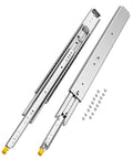 Heavy Duty Drawer Slides 30 Inch Full Extension Side Mount Ball Bearing Tracks With Dual Lock Clip, showing metal tracks and screws.