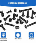 12 Pack M6x120mm Hex Drive Socket Cap Bolts With Barrel Nuts For Bunk Beds Cribs Cots And Furniture Hardware Kit Includes Wrench Black Finish