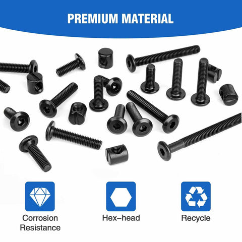 12 Pack M6x120mm Hex Drive Socket Cap Bolts With Barrel Nuts For Bunk Beds Cribs Cots And Furniture Hardware Kit Includes Wrench Black Finish