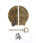 Old School Antique Bronze Decorative Hinge for Small Cabinets and Wooden Boxes with screws and key, Chinese Style Hardware