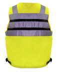 Back view of Hi Vis Yellow Reflective Safety Vest with 3M Strips, showing large size and breathable knit construction for high visibility.