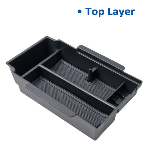 Top layer of Two Layer Center Console Organizer Tray for 2024 2025 2026 Subaru Crosstrek and Impreza, durable ABS storage solution.