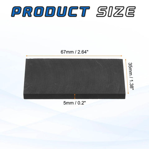 Image of Go To Rectangle Graphite Block Ingot Set For Melting, Casting And Electrolysis, 67x35x5mm size with dimensions marked