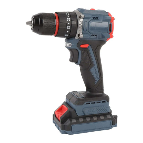 Heavy Hitter Cordless Drill Kit With Long Lasting Li Ion Battery And Built In LED Spotlight Featuring Non Slip Grip for DIY projects.