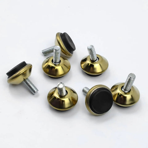 20Pcs Swivel Furniture Leg Levelers, 1 Inch Height, M6 Thread, Gold Finish, Adjustable Glide Feet For Tables, Chairs, Cabinets, Shelves, Workbenches, And Plant Stands
