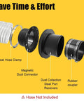 4 Inch Magnetic Dust Collection Hose Adapter Coupling Kit with steel clamp, duct connector, and rubber coupler for easy setup.