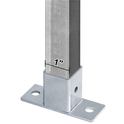 Eight Pack 1 Inch Square Post Flange Base Heavy Duty Steel Bracket For Deck Railing And Fence Mounts showing 1 inch steel tubing mount.