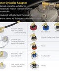 Hydraulic Brake And Clutch Pressure Bleeding System 3L Kit With 11 Master Cylinder Adapters shown in labeled diagram