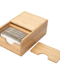 Spring Loaded Coffee Sleeve Dispenser For Homes And Restaurants Natural Bamboo Cup Sleeve Organizer with removable lid
