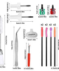 Contents of 16 Piece Sewing Machine Cleaning Kit With Dual Head Brush, Tweezers, Seam Ripper, Silicone Brushes And All Purpose Screwdrivers