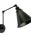 Industrial Black Finish Wall Sconce With Adjustable Arm And E26 Base 1 Light Fixture for Bedroom Living Room Study Office Easy Install