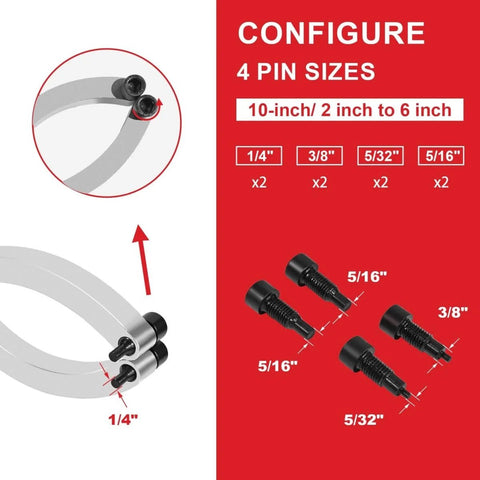 Configuration of 4 pin sizes for Beefy Heavy Duty 11.8 Inch Gland Nut Wrench Set Adjustable Spanner For 2 To 9 Inch Hydraulic Cylinders