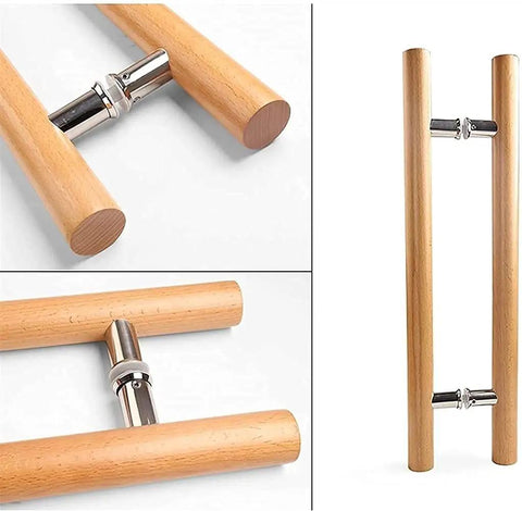Pro Grade Heavy Duty Commercial Door Pull Handles And Solid Wood Double Sided Glass Armrest With Sturdy Back To Back H Shape Design For Office Sliding Doors And No Hassle Cabinet Swaps
