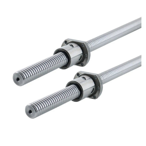High Precision CNC Ball Screw Drive Kit With Level Ground Ball Nut R12 Lead 4 5 10mm For Smooth Motion Upgrade Your CNC Setup, 0.001mm Per 300mm Travel, Compatible With SFS RM1204 1205 1210 Models. shown with two screw shafts and nuts