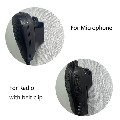 Heavy Duty Walkie Talkie Belt Clip Holder Mount With Adhesive Backing For Two Way Radios Clip On Mic Hanger in use