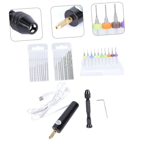 Handmade Mini Twists Drill Kit and Woodworking Drill Set All In One DIY Engraving Tool with PCB Bits for Wood Metal Amber Jewelry