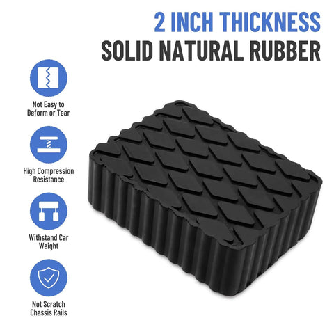 Racewill Solid Rubber Auto Lift Pads For 4 Post Car Aligners Heavy Duty 3000 Lb Capacity, 2 inch thick rubber pad with diamond pattern.