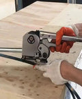 3 in 1 Steel Strapping Tool For Five Eighths And Three Quarters Inch Straps Buckle Free Baler Sealless Tensioner Crimper And Cutter in use