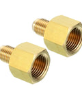 Pack of 2 brass Three Eighth Inch Female Flare To One Quarter Inch Male Flare Connector for HVAC and refrigeration systems