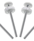 Heavy Duty 4 Pack 8mm M8 Threaded Spindle Rod Kit For Baby Gate Repair Rock Solid Pressure Mount Latch Hardware, four white threaded rods with knobs.