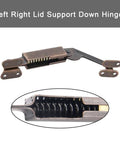 Spring Lid Support Hinges Pack 2 Left Right For Boxes And Cabinets Toy Boxes Red Bronze Finish, shown close-up