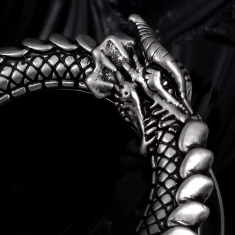 Close-up of Dope Dragon Steel Ear Gauges 00G 10mm With Screw Back Stainless Steel Ear Tunnels with dragon design.