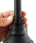 Close-up of 18V Brushless Cordless Blower And Inflator Tool Only With 447 MPH Air nozzle and hand adjusting it, focus on locking mechanism.
