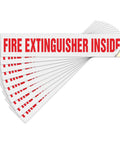 Inside Fire Extinguisher Sign Stickers 10 Pack Reflective Vinyl Decals UV Resistant Waterproof, white, fan display