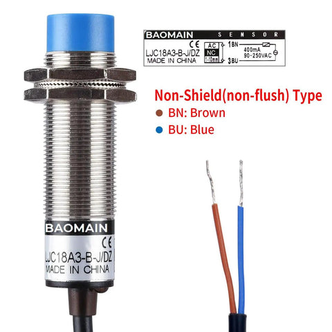M18 Capacitive Proximity Sensor Switch 1 to 10mm Detect Range NC Output AC 90 to 250V 200mA 18mm Cylinder Style