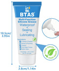 Tube of food-grade silicone grease labeled for faucets and O-rings, 1 oz size, NSF approved, used for waterproof sealing and lubrication.