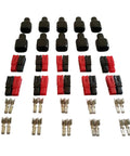 45A Quick Connect Battery Connector Kit For Modular Power Wiring And Quick Disconnects 10 Pair Set Compatible With AWG 10 12 14 600V Rated Heavy Duty High Current Battery Terminals For Auto Marine Solar DIY Projects., black and red connectors with metal contacts