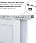 Heavy Duty Bypass Door Hardware With Soft Close For Two Sliding Closet Doors, 60 Inch Track, close-up of ball bearing hanger