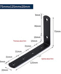 Hella Sturdy Thickened Black Steel L Shaped Corner Braces Heavy Duty 90 Degree Right Angle, 75x125mm, perfect for shelving projects.