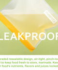 Leakproof Extra Thick Reusable Food Storage Bags Set 10 Pack Bang For Your Buck with yellow seal showcasing durability