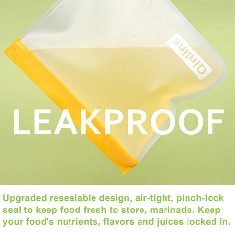 Leakproof Extra Thick Reusable Food Storage Bags Set 10 Pack Bang For Your Buck with yellow seal showcasing durability