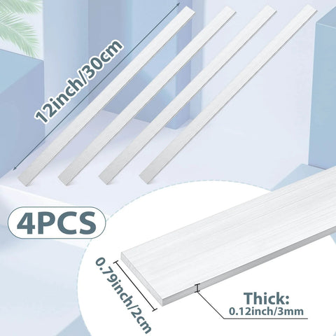 Four Piece Pack Of 304 Stainless Steel Flat Bar Rectangular Bars, 0.125 Inch Thick, 0.78 Inch Wide, 12 Inch Long, Ideal For Kitchen DIY Crafts And Metalworking For DIYers, MorningRo
