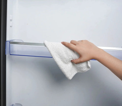 Person cleaning with Linen Terry Bar Mop Towels 14x17 White Value Pack Of 60 Absorbent And Durable Multipurpose Cleaning Rags Cotton