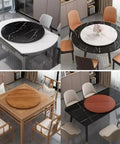 Heavy Duty 27 Inch Lazy Susan Turntable Smooth Spinning Solid Wood Rotating Serving Tray For Kitchen And Dining Room on tables.