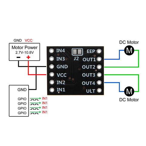 DRV8833 DC Motor Driver Controller Board Six Pack With Dual H Bridge 1.5A Output For DIY Arduino Robots And Breadboard Jumper Wires Kit Multicolored Dupont Cables wiring diagram with dual DC motors