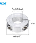 Two Piece Split Clamp On Shaft Collar For Five Eighths Inch Shaft Outer Diameter One And Five Sixteenths Inches Thickness Seven Sixteenths Inches Aluminum Alloy
