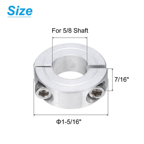 Two Piece Split Clamp On Shaft Collar For Five Eighths Inch Shaft Outer Diameter One And Five Sixteenths Inches Thickness Seven Sixteenths Inches Aluminum Alloy
