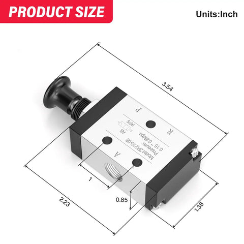 Three Way Two Position Air Valve With 1/4 NPT P A Ports And 1/8 NPT R Port Hand Lever Manual Control Solenoid Valve for Pneumatic Systems