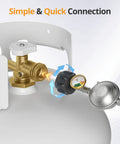 Five Foot Propane Regulator Hose With Gauge For Griddles And Grills Replacement Part showing connection to propane tank