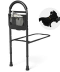 Bed Rail Guard For Elderly Safety, Adjustable Height Bed Side Assist Bar with non-slip handle and storage pocket, black