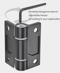 Adjustable Torque Hinge Heavy Duty Zinc Alloy Door Hinge For Cabinets And Closets Black 2.56 Inch By 2.17 Inch with hex wrench