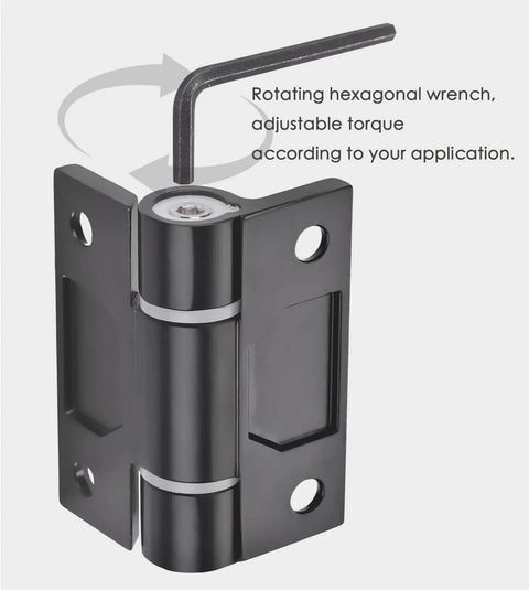 Adjustable Torque Hinge Heavy Duty Zinc Alloy Door Hinge For Cabinets And Closets Black 2.56 Inch By 2.17 Inch with hex wrench