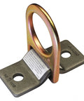 Unplated Alloy Steel D Ring Plate Anchor for Weld-On or Bolt-On Installation, Ring Diameter 2.25 Inches, shown at an angle