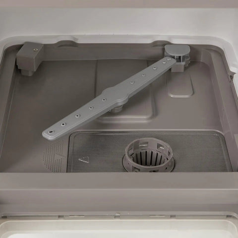 Interior view of Portable Countertop Mini Dishwasher Featuring Four Quick Wash Cycles And Slick High Heat Sanitizing Plus Seamless Air Dry.